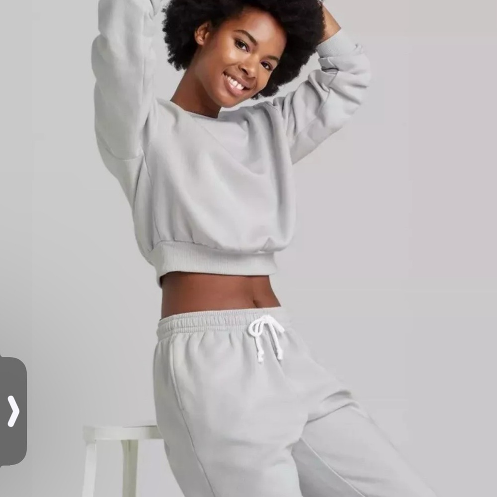 Gray Cropped Sweatshirt and Joggers Set